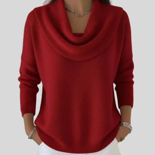 Women's Draped Cowl Neck Relaxed Knit Jumper