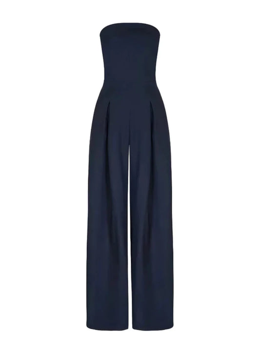 Strapless Tailored Wide Leg Jumpsuit