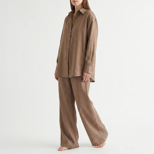 Coordinated Wide-Leg Shirt and Trouser Set