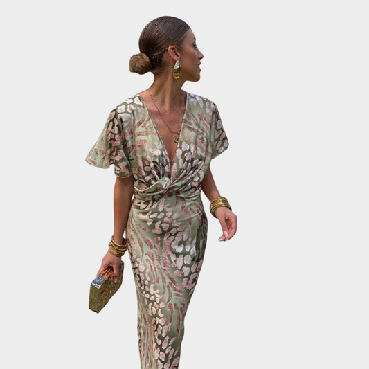 Clarissa | Twisted Knot Midi Dress for Special Occasions