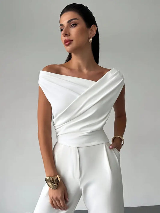 Draped Off-Shoulder Slim Fit Top for Women