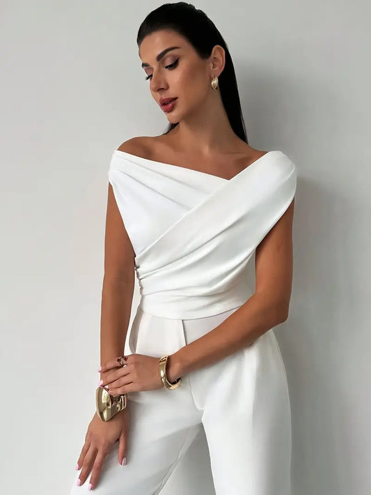 Draped Off-Shoulder Slim Fit Top for Women