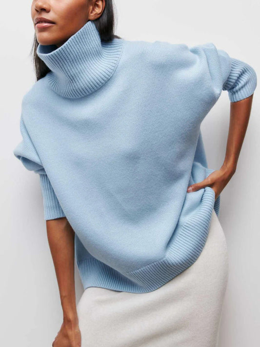 Colleen | Oversized Elbow Slit Turtleneck Sweater