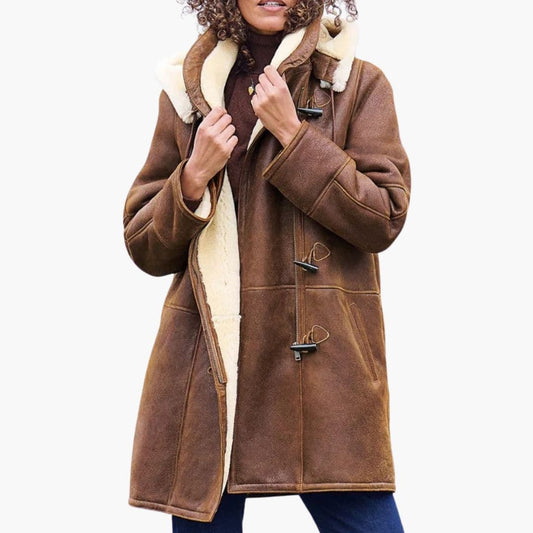 Women's Hooded Winter Coat with Toggle Closure