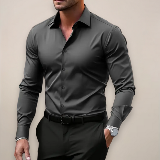 Men's Long Sleeve Notched Collar Button Shirt