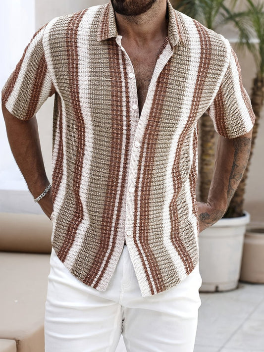 Men's Striped Short Sleeve Relaxed Fit Shirt