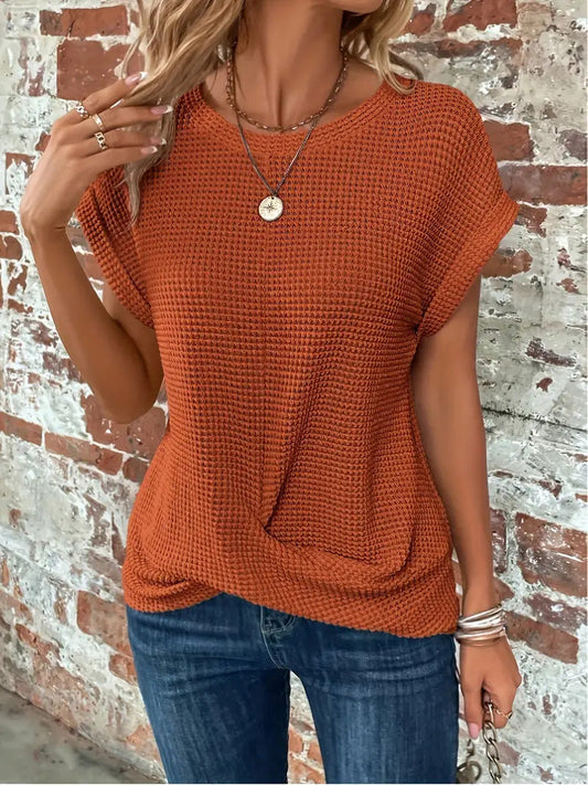 Relaxed Waffle Knit Casual Tee