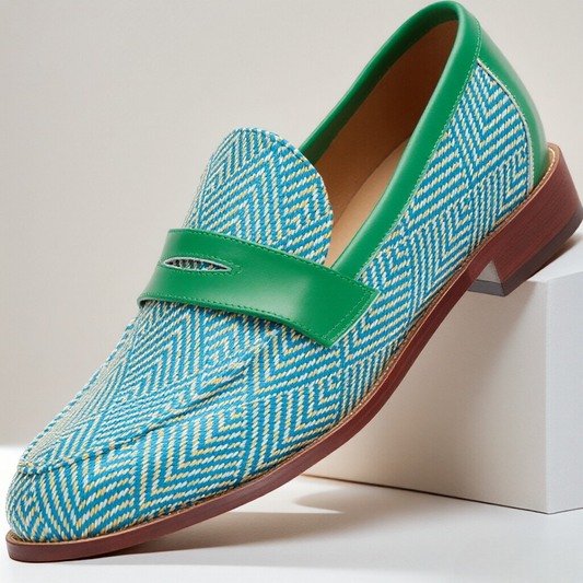 Men's Woven Pattern Slip On Loafers