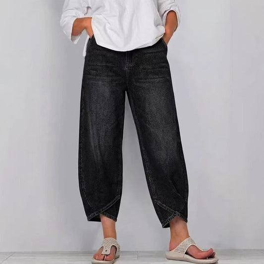 Women's Barrel Leg Cropped Denim Jeans