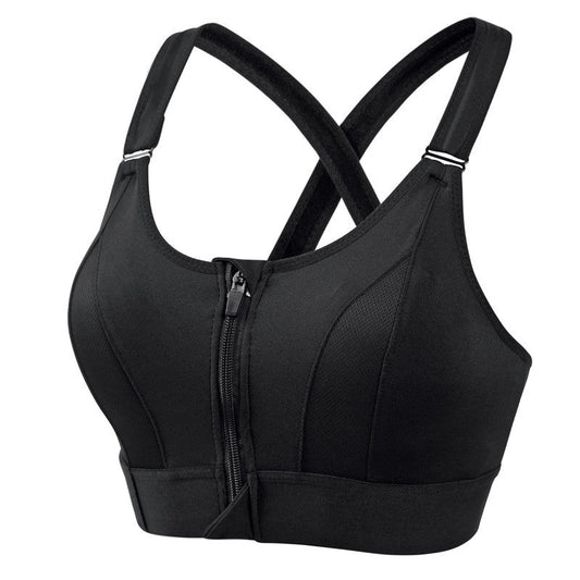Zip Front Wire Free Padded Sports Bra
