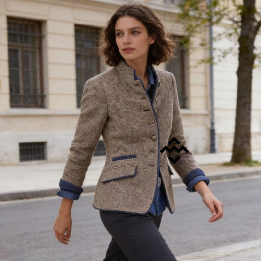 Women's Military Stand Collar Equestrian Blazer