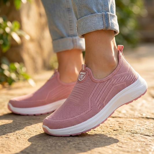 Slip On Knit Sneakers With Lightweight Sole