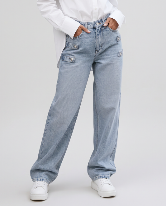 Clara | Straight Leg Jeans with Adjustable Side Tabs