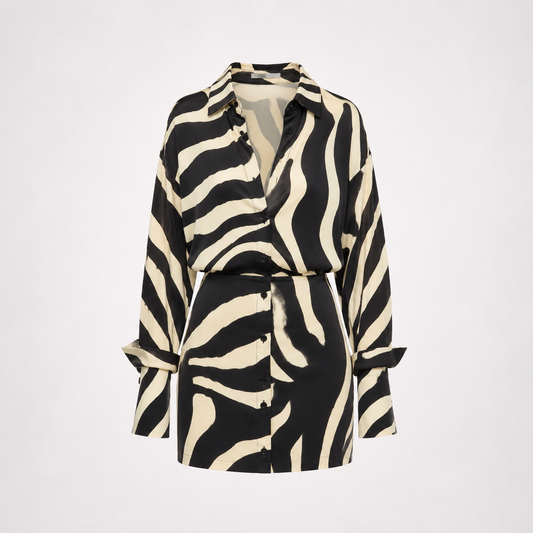 Women's Zebra Print Long Sleeve Mini Dress