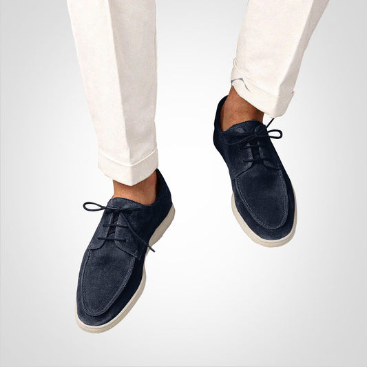 Suede-Look Lace-Up Boat Derby Loafers