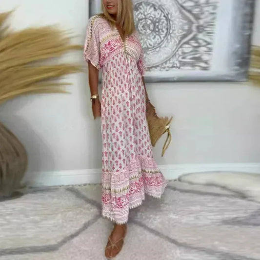Boho Print Sleeveless Maxi Dress