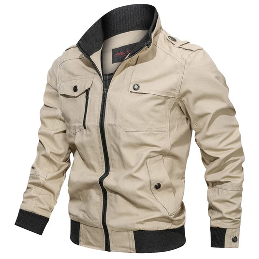 Men's Lightweight Bomber Jacket Multiple Pockets