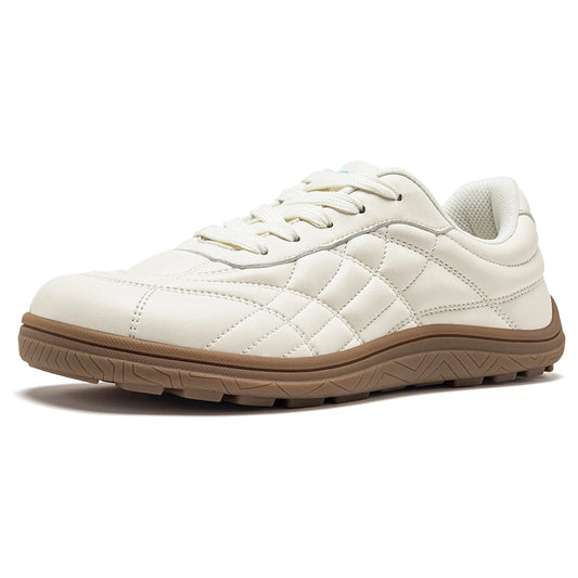 Women's Faux Leather Wide Toe Lace-Up Sneakers