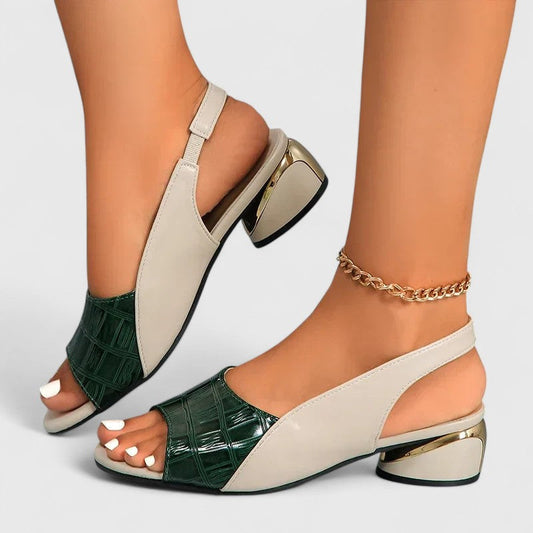 Open Toe Leather Sandals With Side Buckle