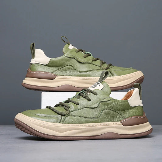 Leather Padded Collar Sneakers