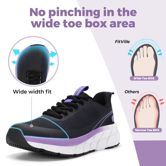 Women's Wide Toe Box Non-Slip Walking Sneakers