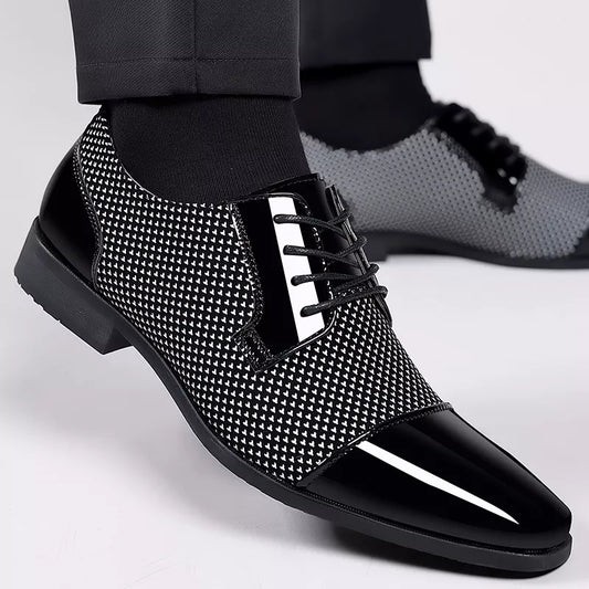 Men's Oxford Wedding Shoes Lace-Up With Contrast Texture