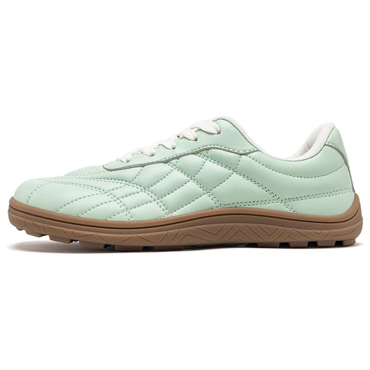 Women's Faux Leather Wide Toe Lace-Up Sneakers