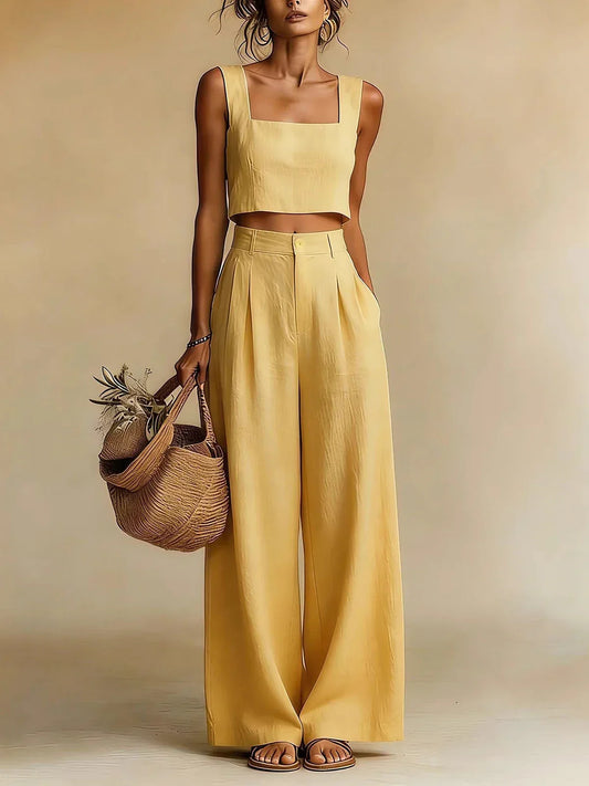 Relaxed Wide Leg Palazzo Two Piece Set