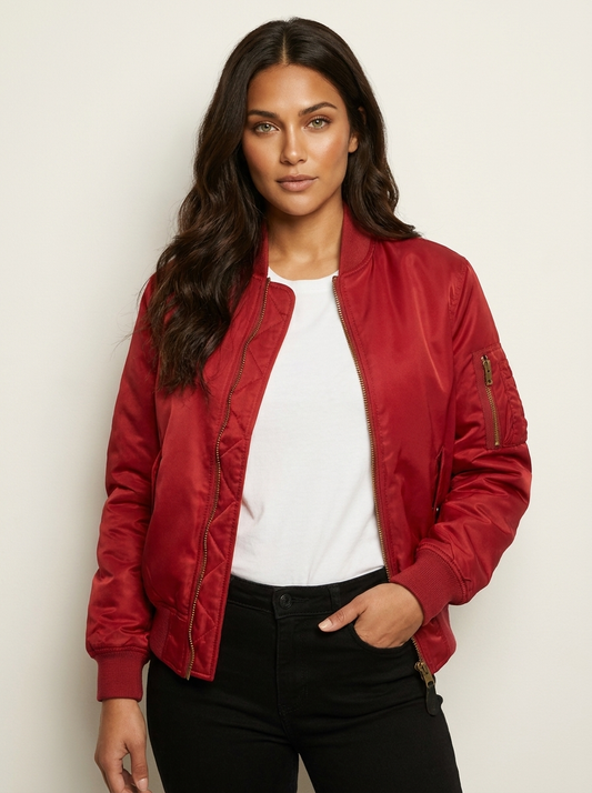 Satin Utility Bomber Jacket