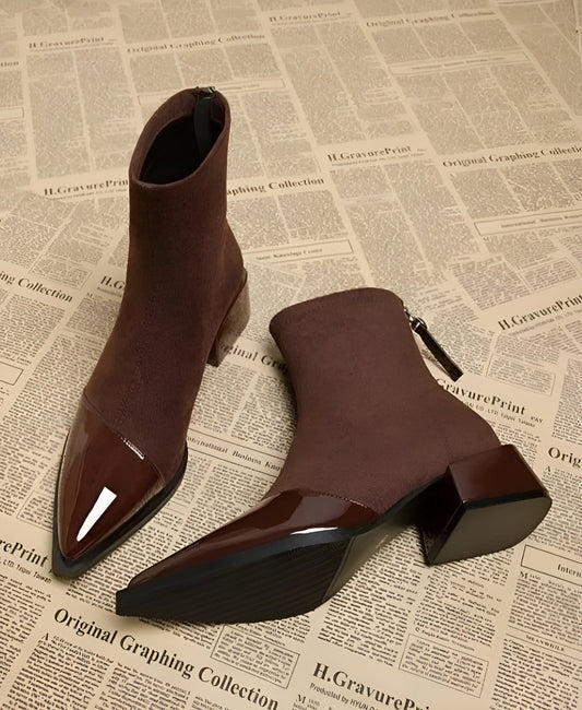 Suede Block Heel Ankle Boots for Women