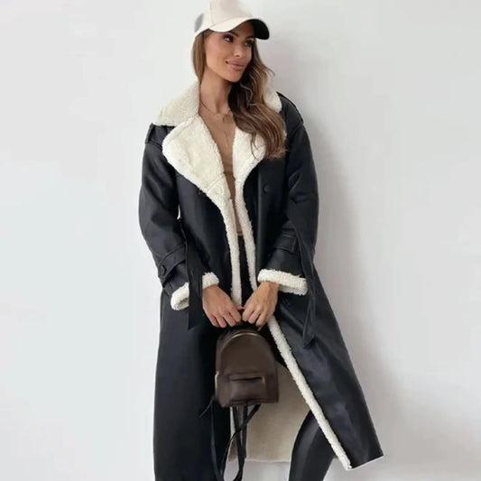 Luna Long Fleece-Lined Coat with Teddy Collar