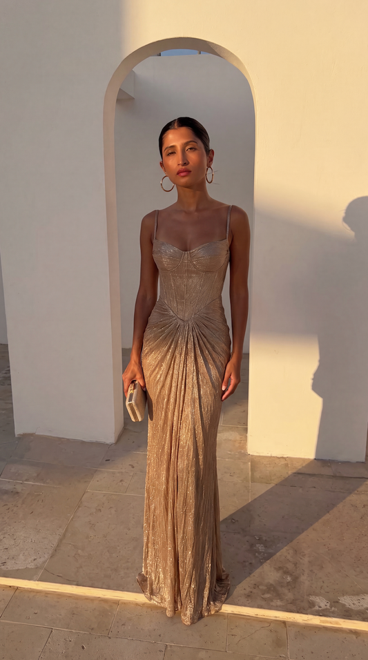 Open Back Corset Maxi Dress
