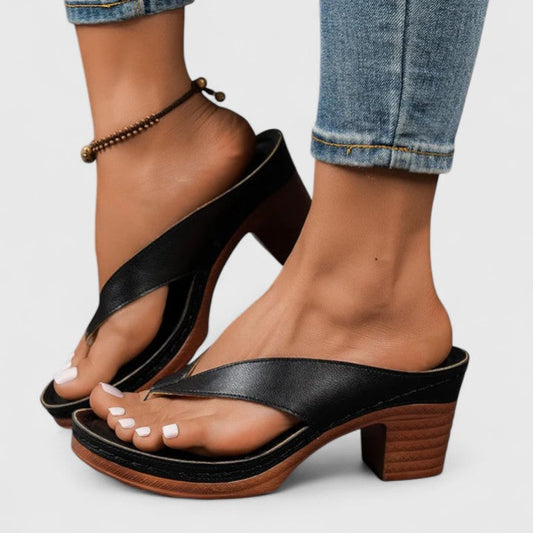 Orthopedic Thong Sandals With Block Heel