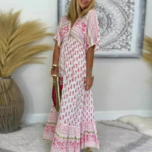 Boho Print Sleeveless Maxi Dress