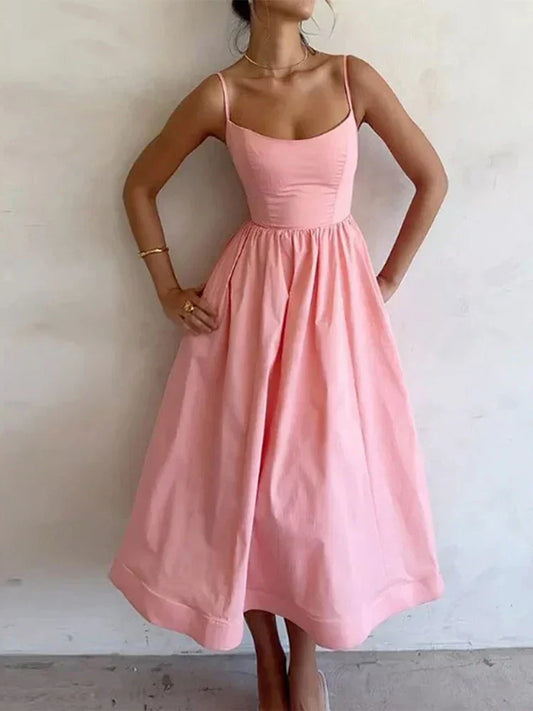A-Line Sleeveless Midi Dress