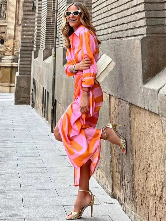 Vibrant Floral Print Summer Midi Dress