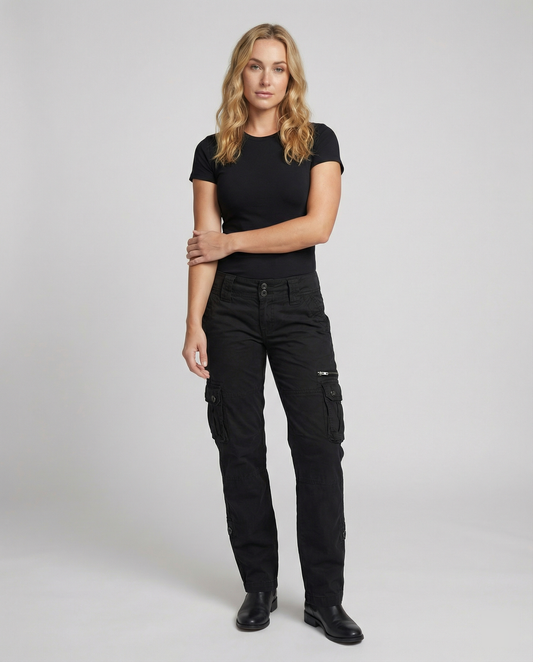 Straight-Leg Stretch Cargo Pants With Pockets