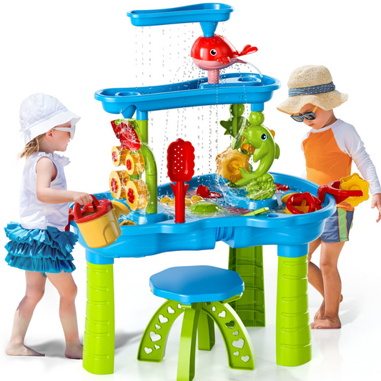 3 Tier Sand and Water Play Table with 15 Piece Accessory Set