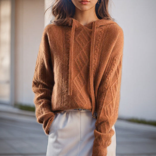 Cable Knit Hooded Pullover Sweater