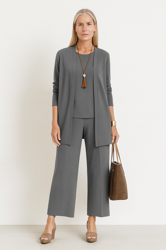 Longline Cardigan Three-Piece Set