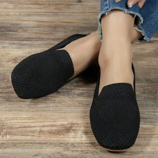 Slip On Flat Loafers With Rounded Toe