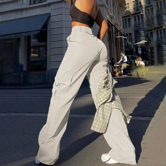Relaxed Fit High-Waist Cargo Trousers