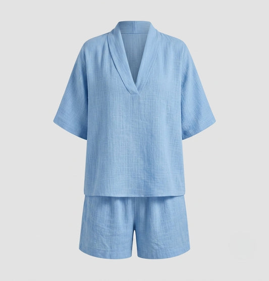 Relaxed Two Piece Top And Shorts Set