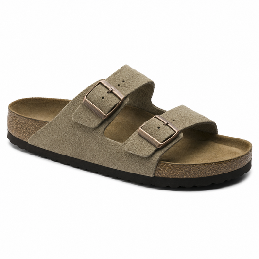 Two Strap Suede Footbed Sandals