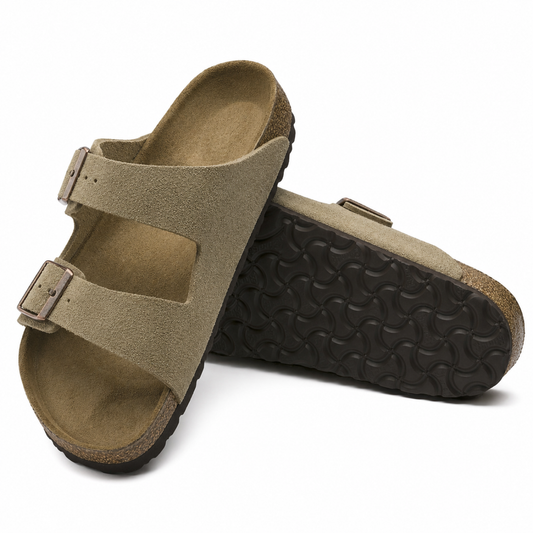 Two Strap Suede Footbed Sandals