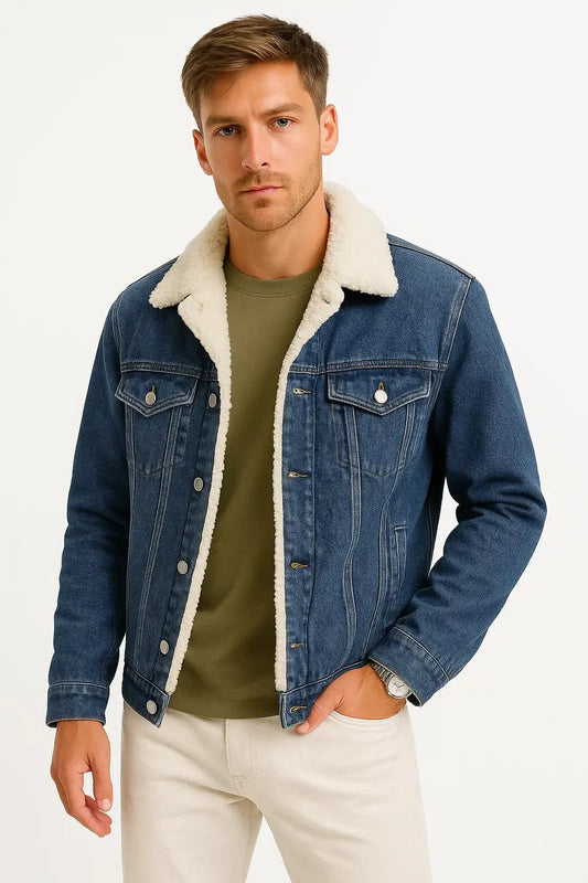 Fleece Lined Loose Fit Denim Jacket
