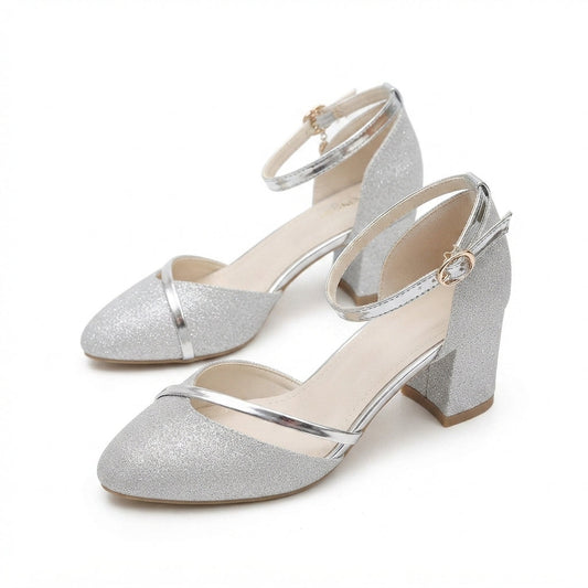 Glitter Block Heel Sandals for Women