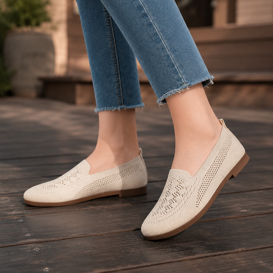 Wide Toe Box Knit Slip-On Sneakers