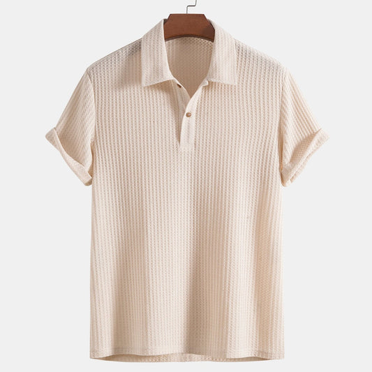 Waffle Knit Short Sleeve Polo Shirt