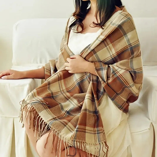 Soft Cashmere Plaid Scarf for Women